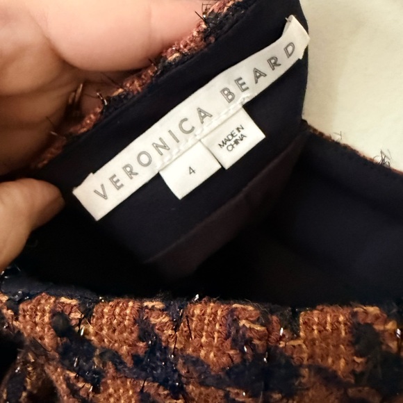 Veronica Beard Andriel Houndstooth Tween Mini Skirt Brown Black Navy Size 4 - Picture 6 of 10